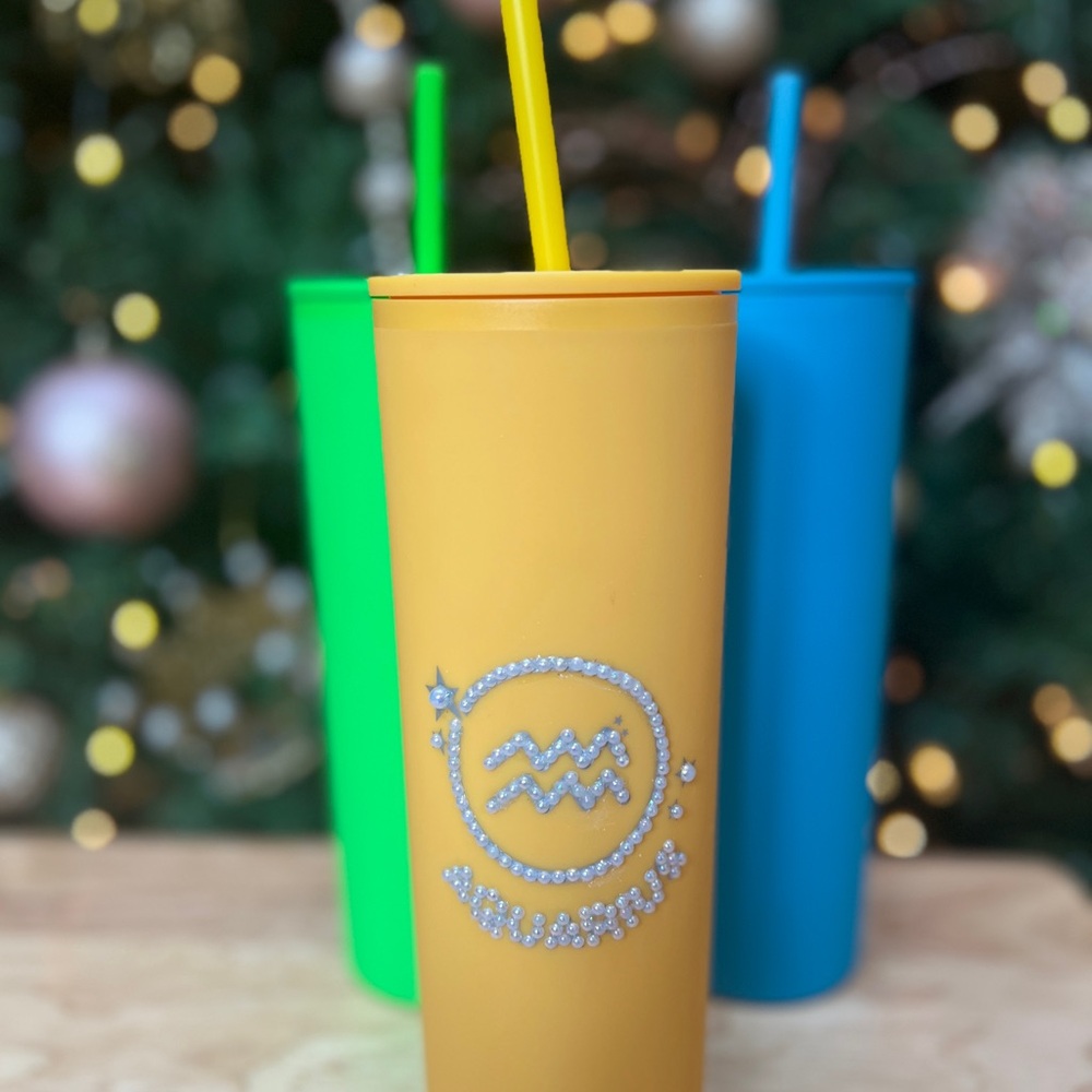 Yellow Aquarius Tumbler with Straw